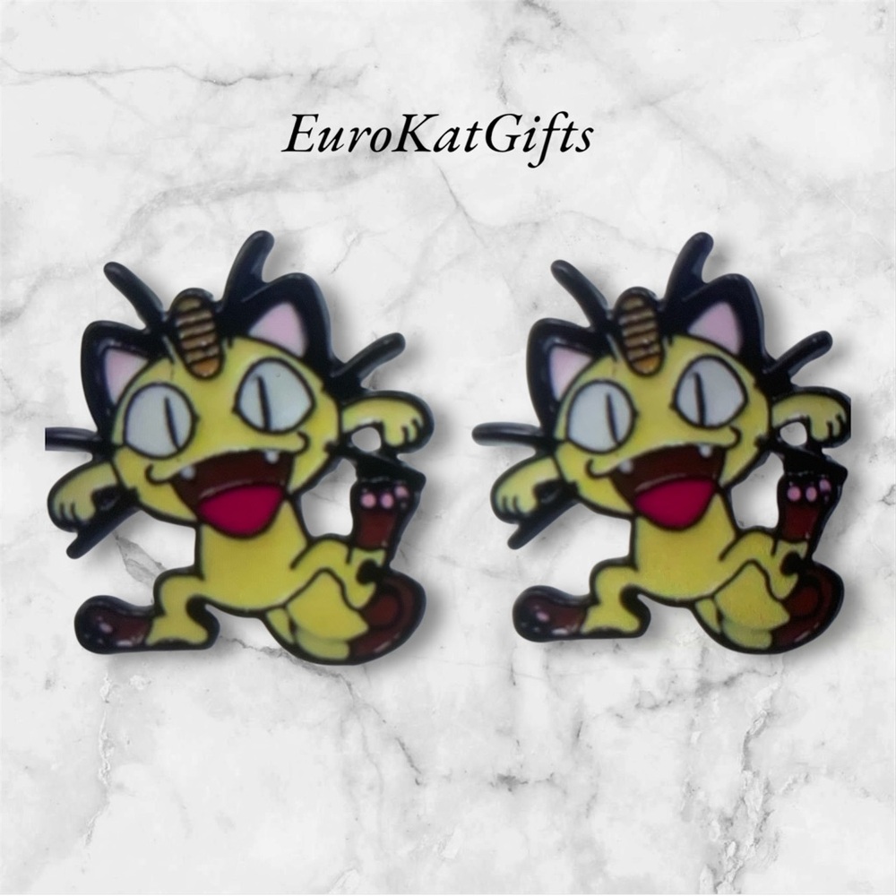 Pokémon Meowth Hand Crafted charm stud Earrings NEW